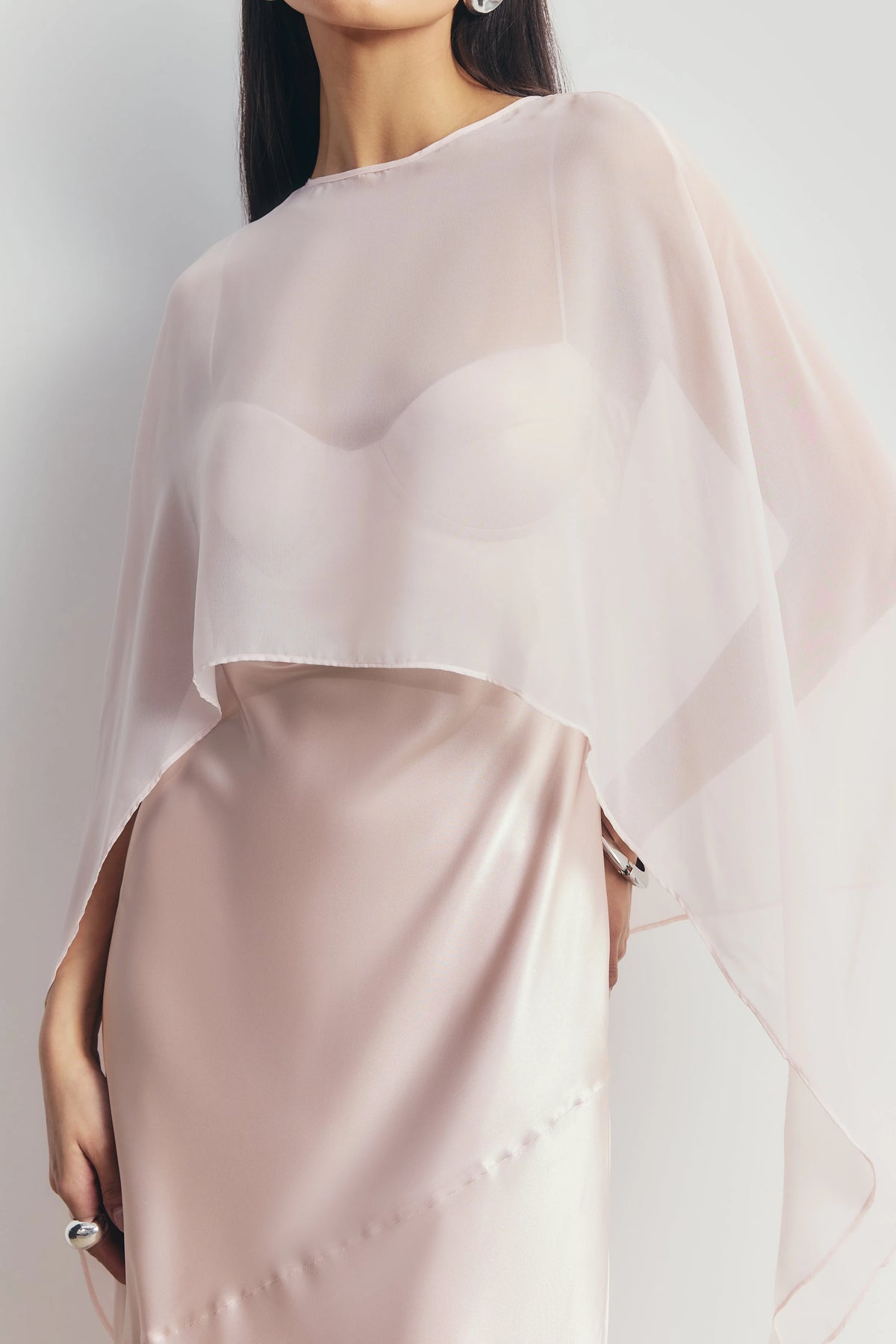 Sheer Chiffon Draped Cape for Layering over Outfits