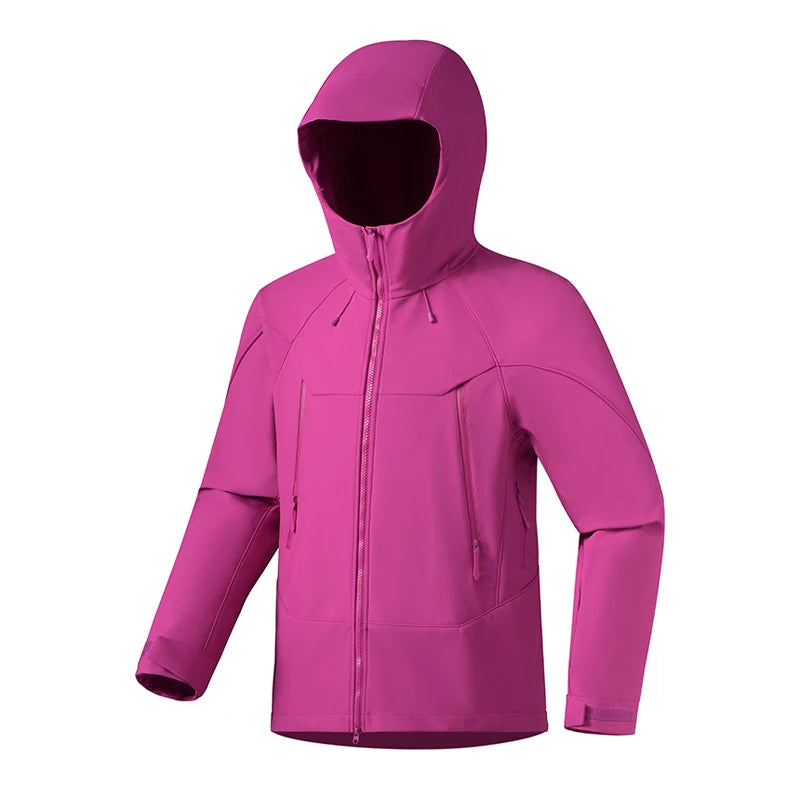 Hooded Long Sleeve Full Zip Outdoor Hiking Jacket with Pockets