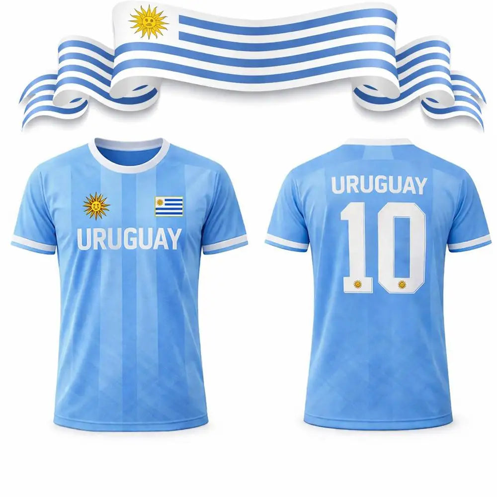 Uruguay Flag Football Short Sleeve Jersey For Sports Outfits