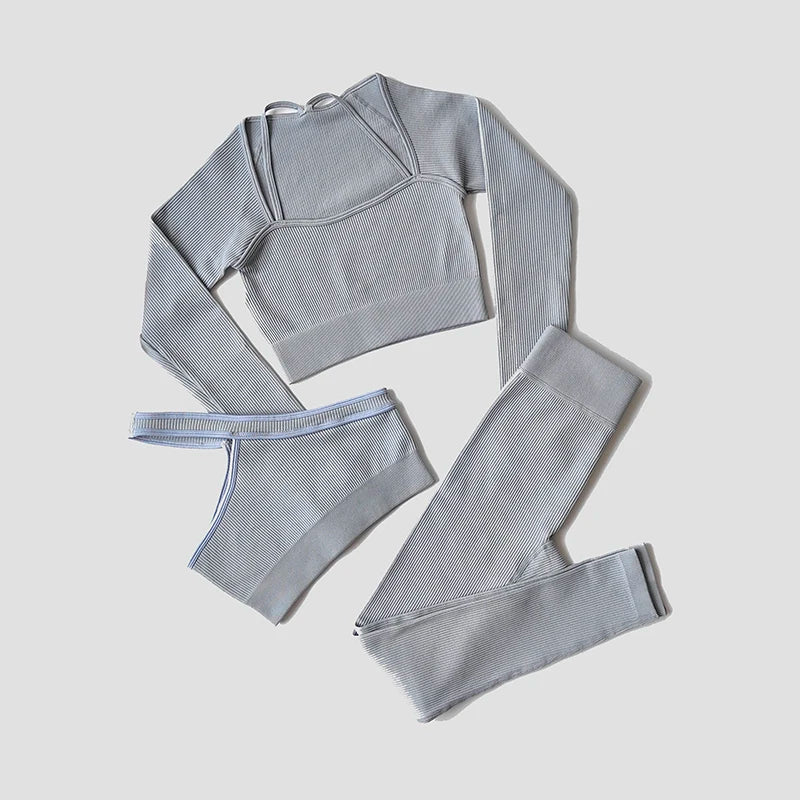 Women's Variable Sleeve Top Bra And Leggings Yoga Set