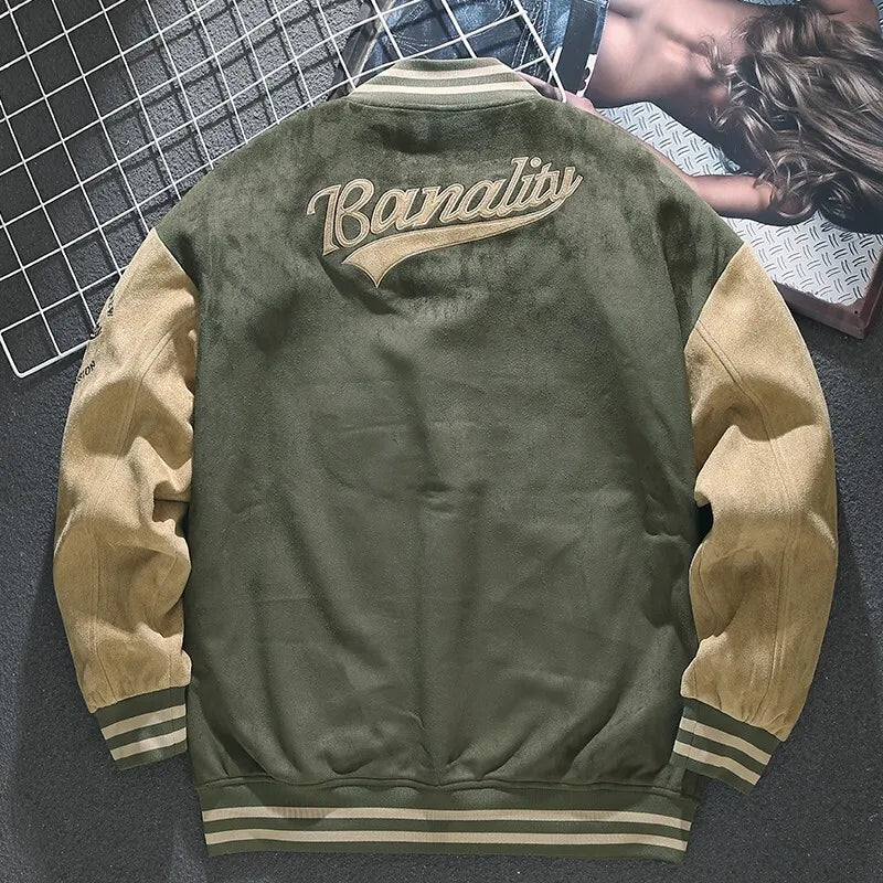 Long Sleeve Casual Streetwear Jacket with Front Closure and Pockets