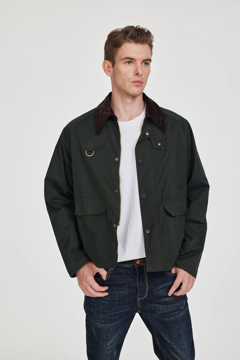 Outdoor hunting tactical plus size men's windbreaker baseball check work cropped corduroy waterproof fishing plaid jacket