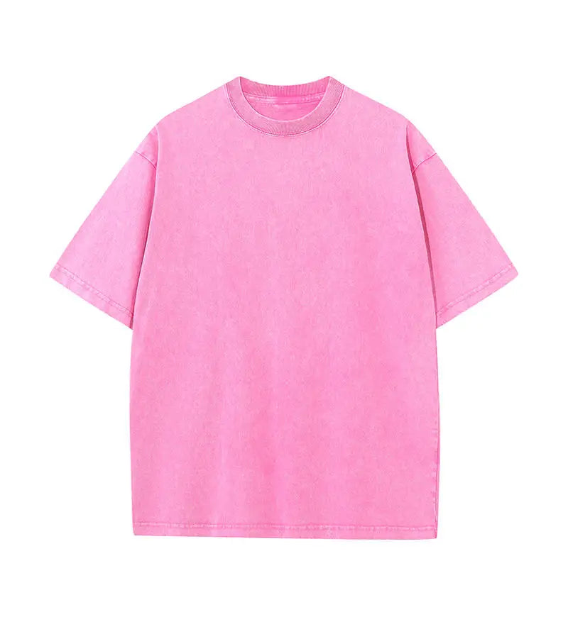 Solid Crew Neck Short Sleeve Loose Casual T Shirt