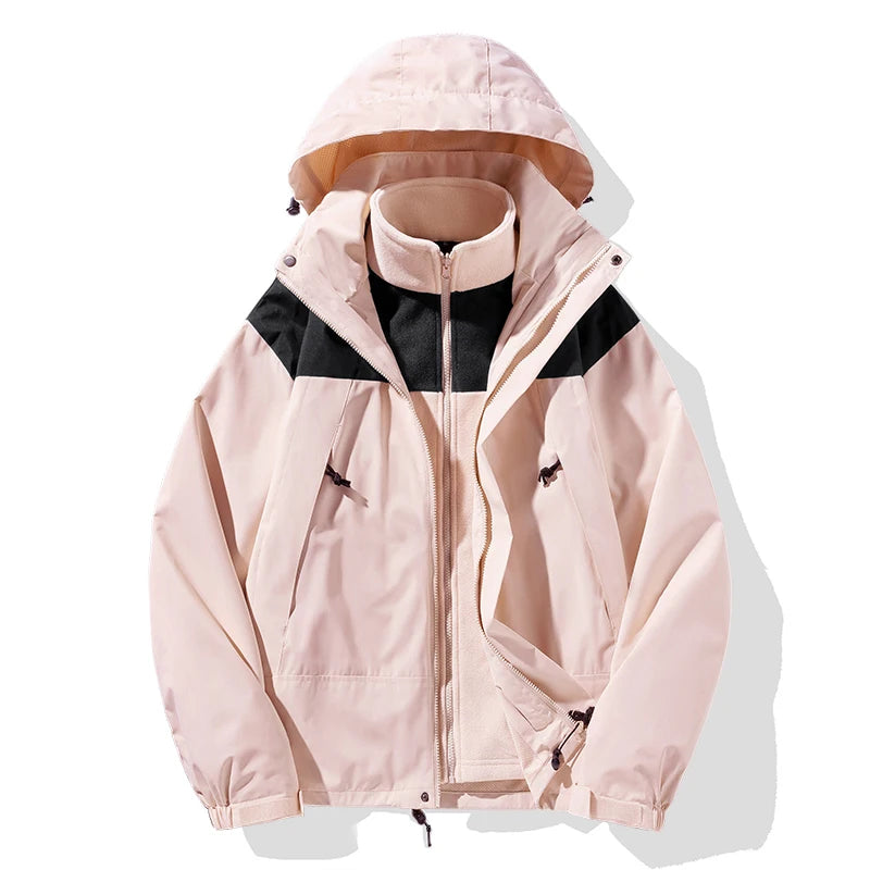 Color Block Hooded Full Zip Long Sleeve Outdoor Jacket