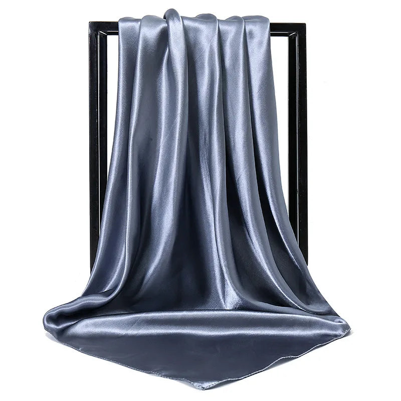 Solid Square Scarf with Smooth Satin Style Finish