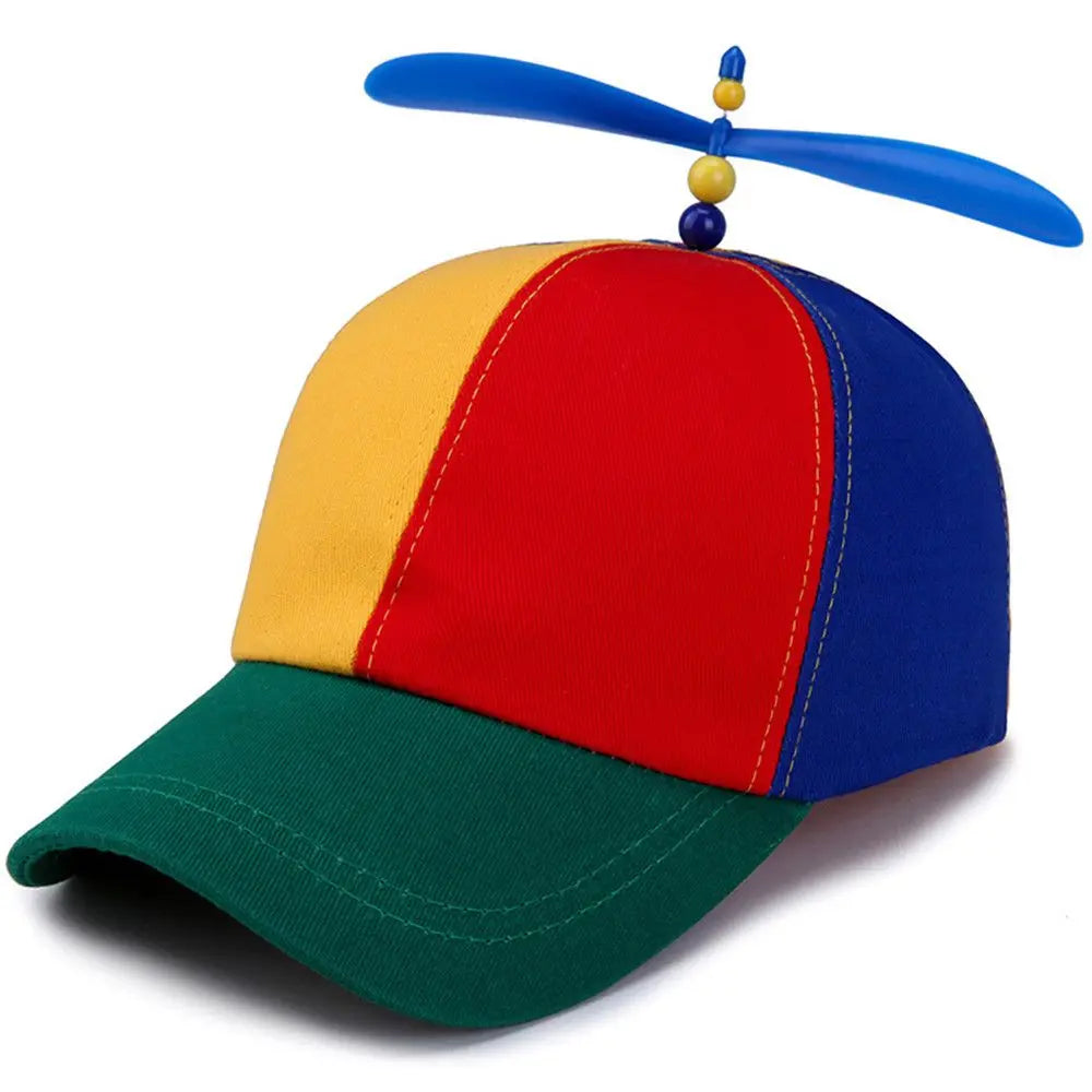 Color Block Baseball Cap with Decorative Top Propeller