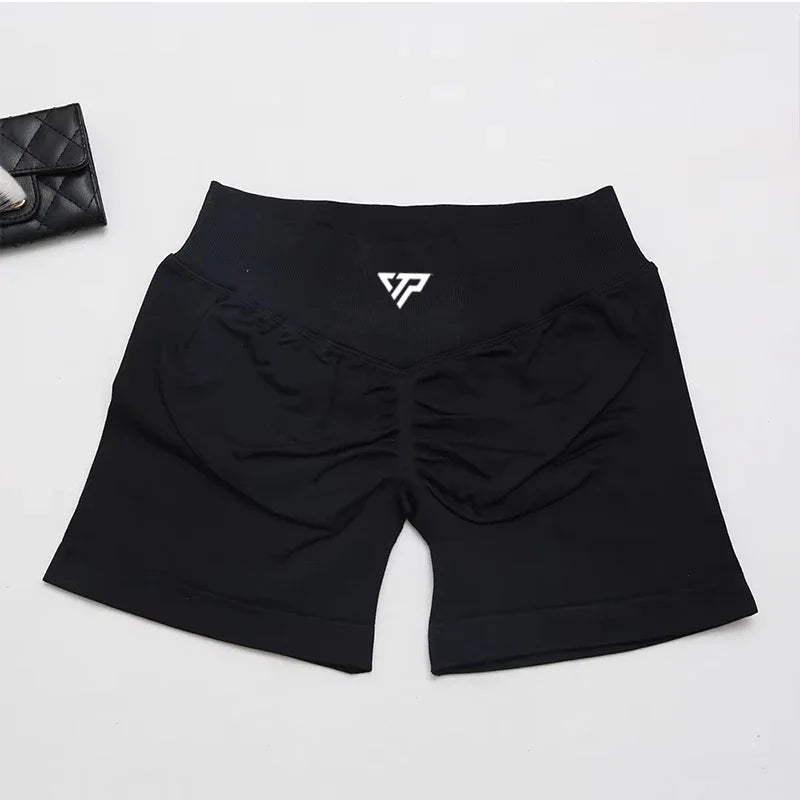 Women's Scrunch Back High Waist Fitted Shorts for Gym Workouts