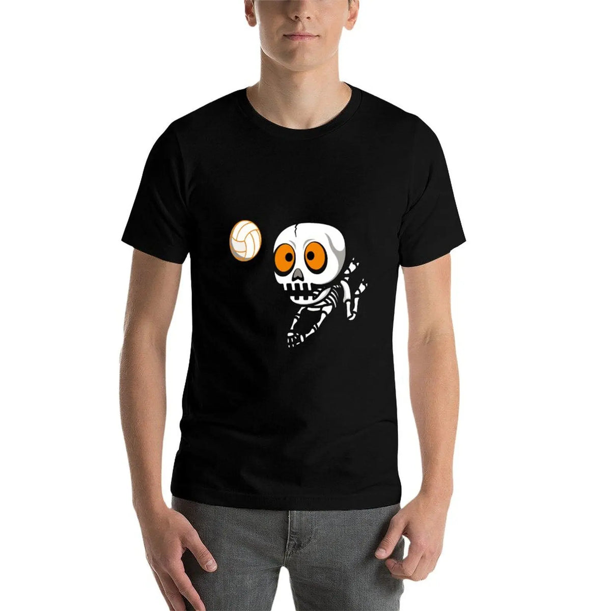Skeleton Volleyball Graphic Short Sleeve T-shirt For Sports Outfits