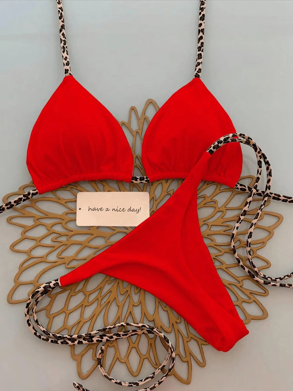 Halter Lace-Up Bikini