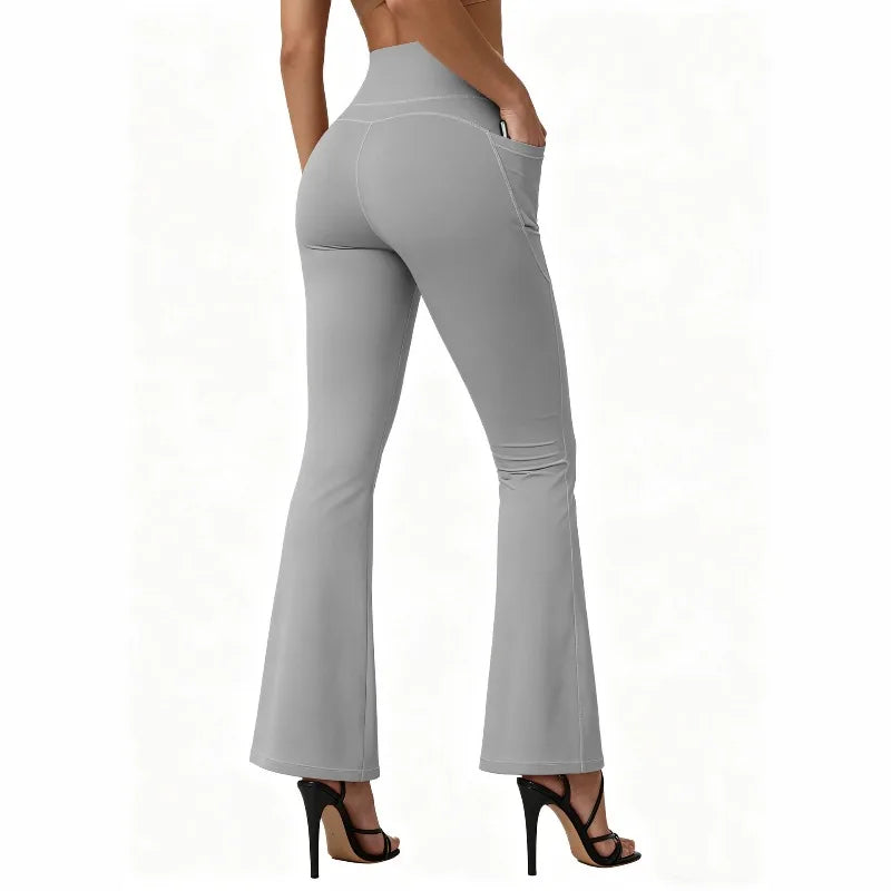 Women's Back Pocket Flared Leggings For Workout Outfits