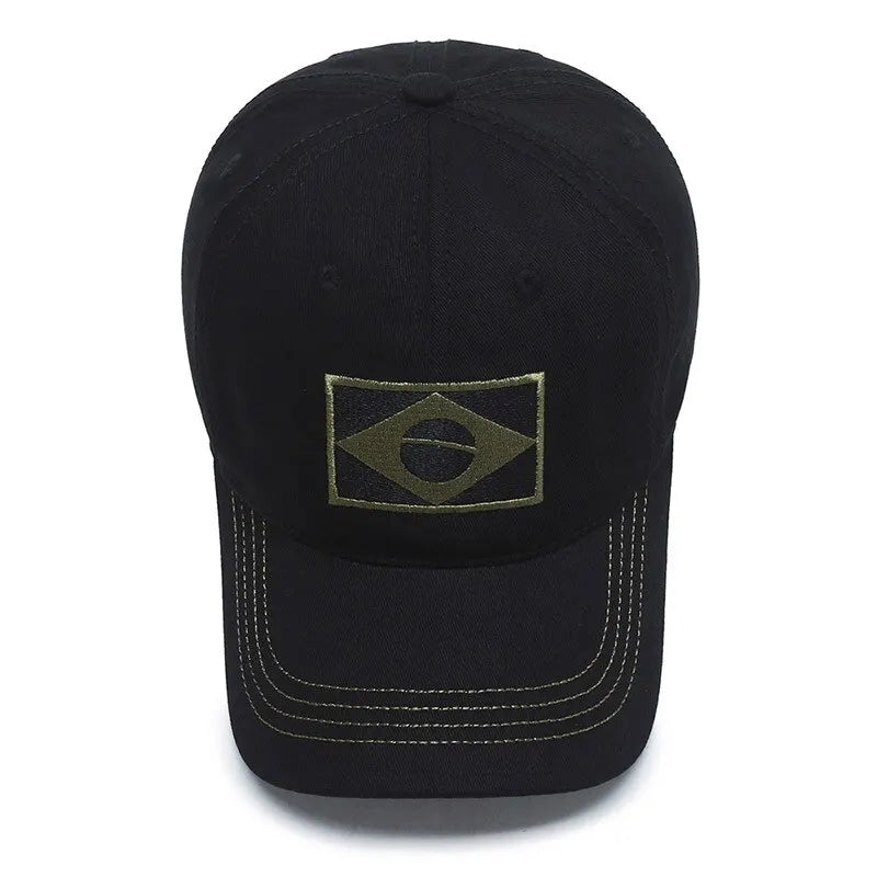 Flag Motif Baseball Cap with Curved Brim Design