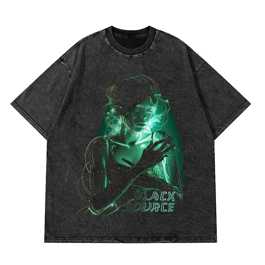 Anime Octopus Vintage Wash Harajuku T-Shirt Japanese Style Unisex