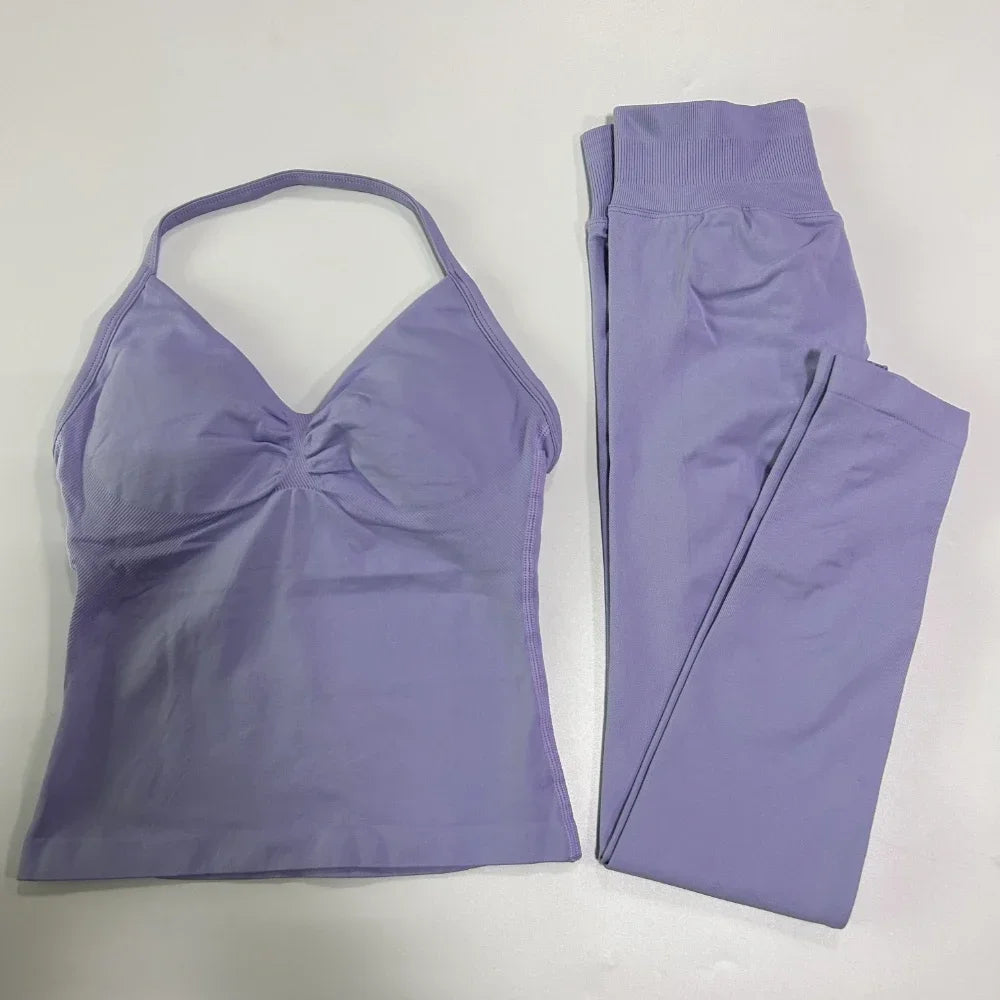 Women's Thin Strap Tank And Leggings Yoga Set