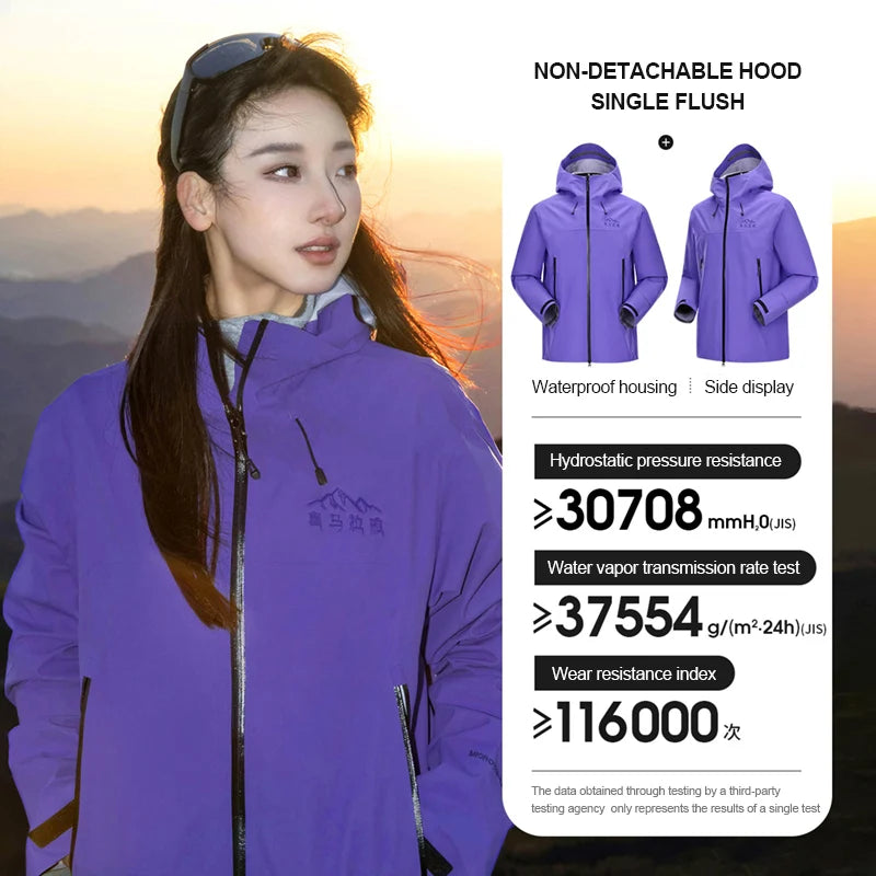 Long Sleeve Hooded Full Zip Ski Jacket with Pockets