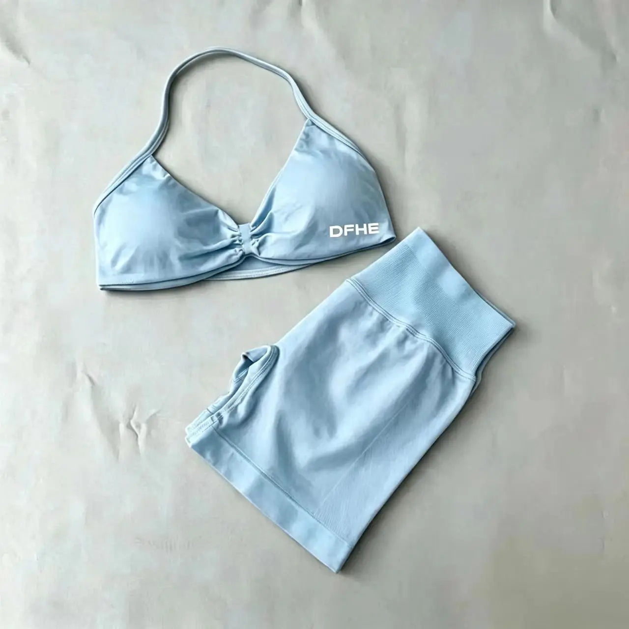 Women's Twist Halter Bra And Shorts Yoga Set