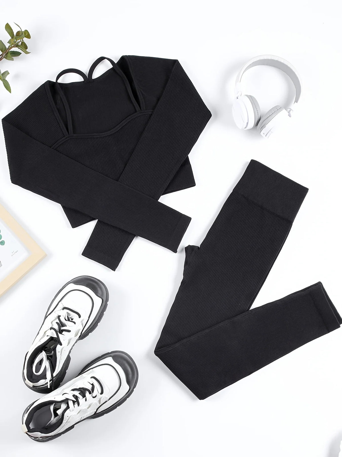 Women's Ribbed Full Length Leggings For Workout Outfits