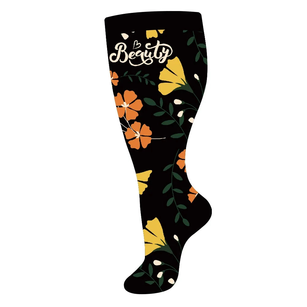 Plus Size Knee High Compression Socks with Pattern Options