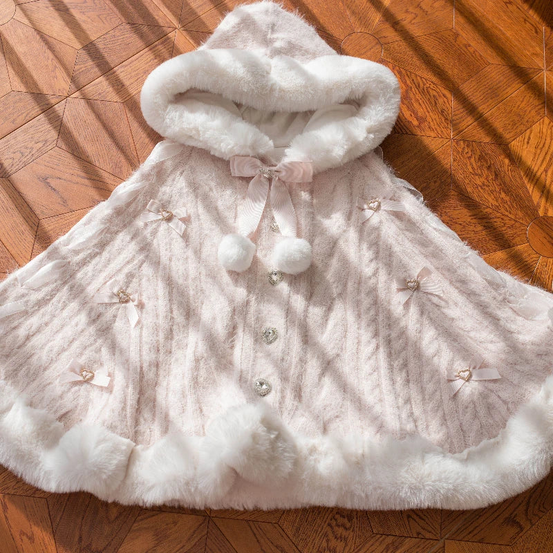 Hooded Bow Ruffle Cape for Layering over Outfits