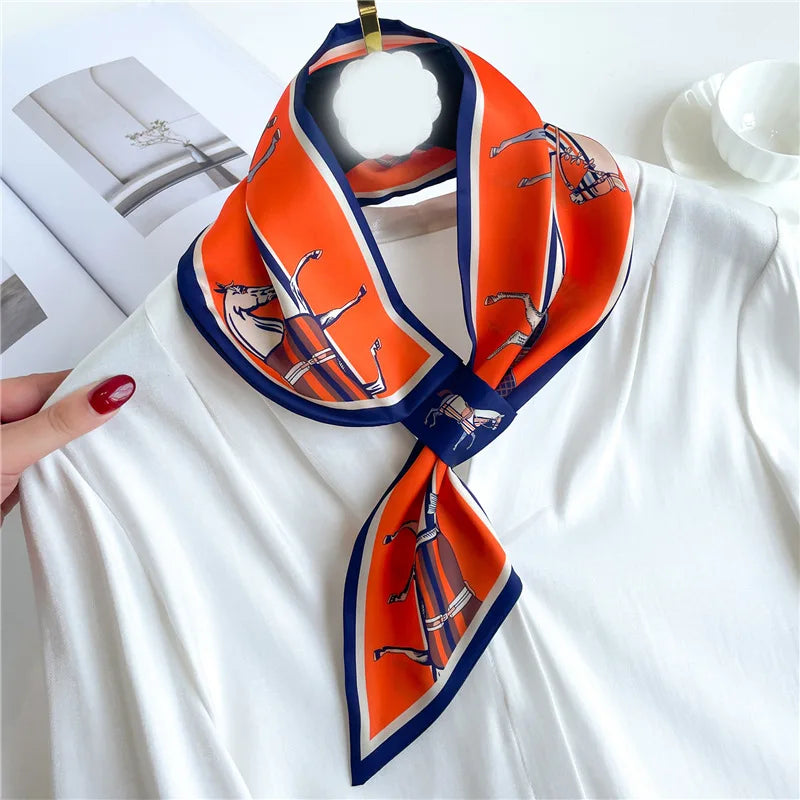Printed Narrow Neckerchief Scarf with Pointed Tie Ends