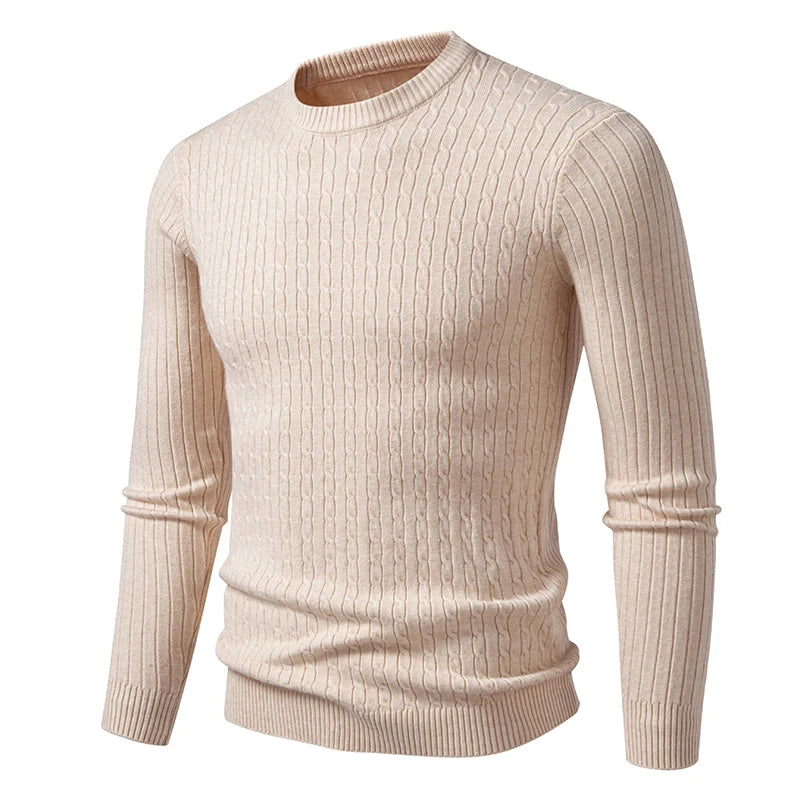 Men's Ribbed Crew Neck Long Sleeve Sweater