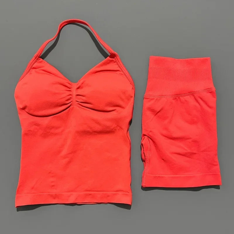 Women's Halter Tank And Shorts Yoga Set For Workout Outfits