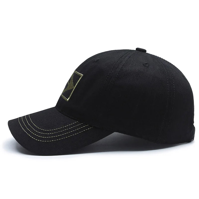 Men's Cotton Cap with Flag Patch and Adjustable Rear Strap