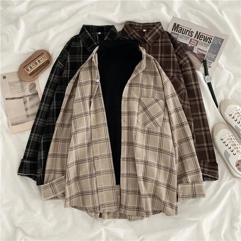 Women's Checked Collared Long Sleeve Shirt