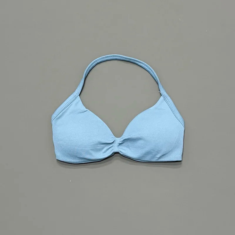 Women's Ruched Halter Neck Sports Bra