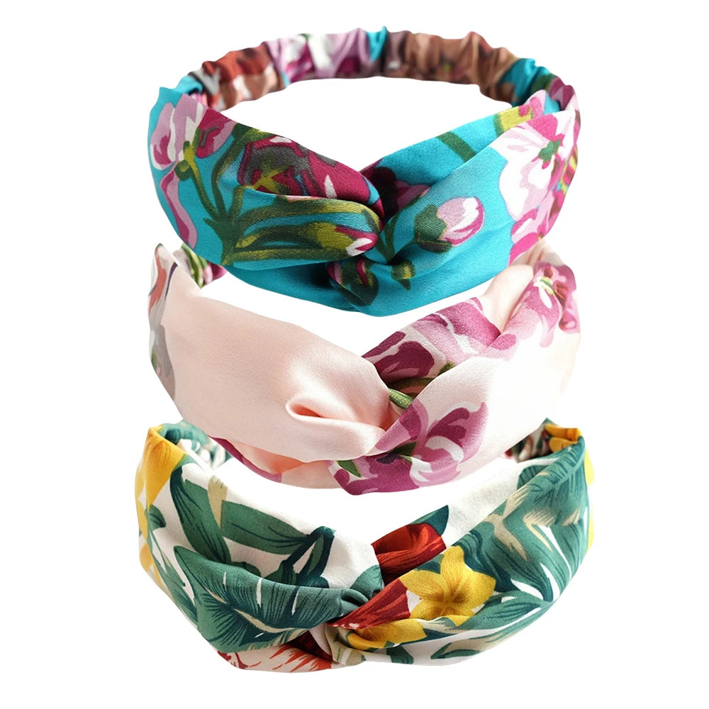 Floral Print Twist Front Elastic Headband for Everyday Hair Styling
