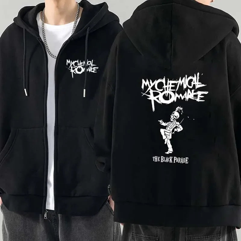Men's Rock-Graphic Long-Sleeve Zip-Front Hoodie