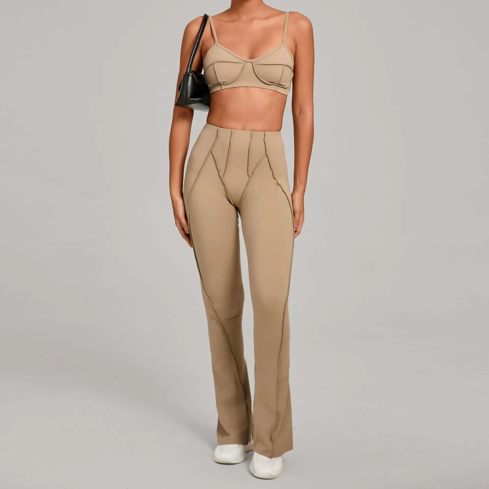 Women's Contrast Seam Bra And Leggings Yoga Set