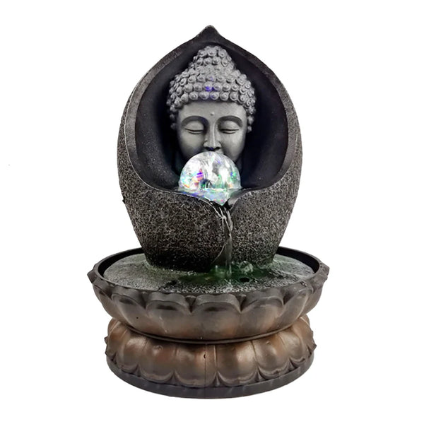 Tabletop Water Fountain Meditation Fountain Waterfall with LED Light Ball Indoor Tabletop Water Fountain Meditation Indoor Fount