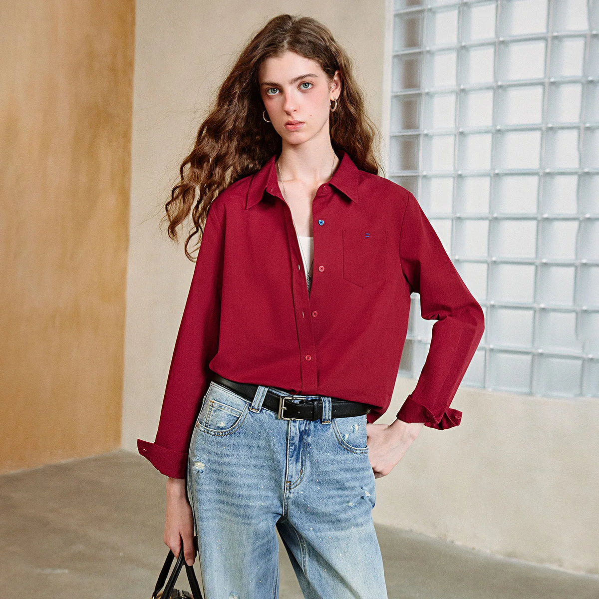 Women's Collared Long Sleeve Shirt