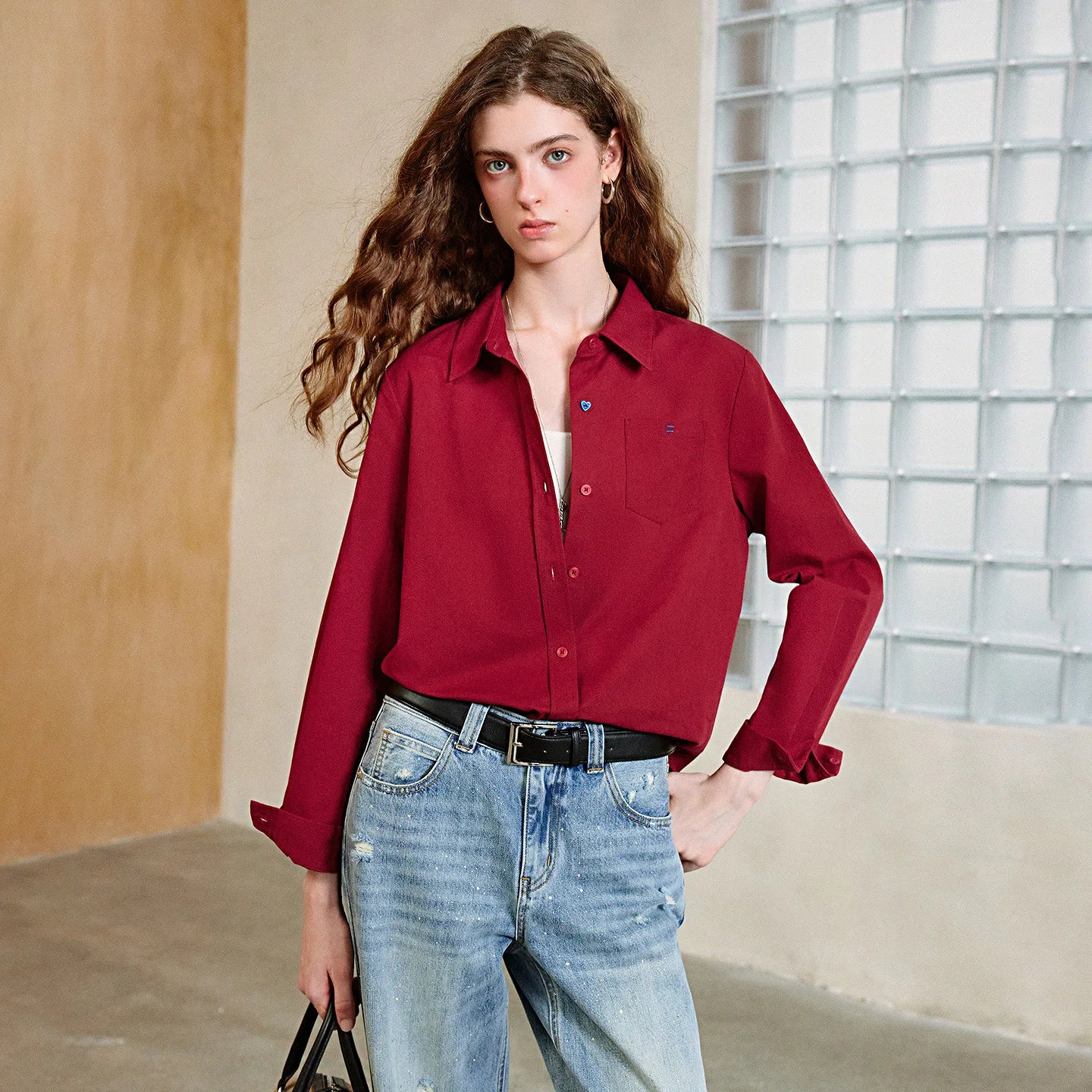 Women's Collared Long Sleeve Shirt