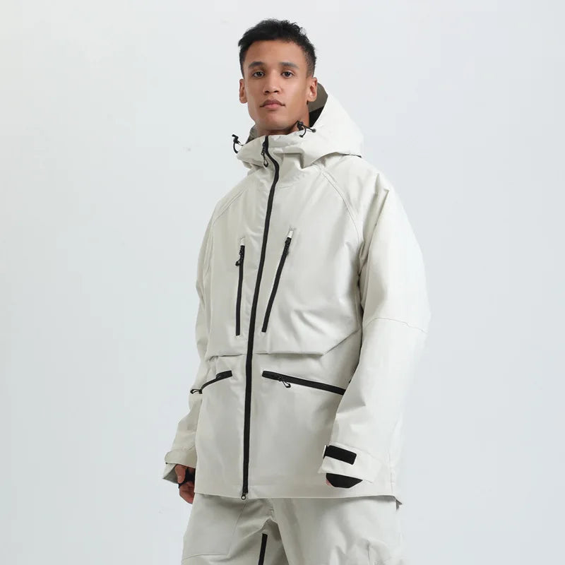 Hooded Long Sleeve Snow Sport Jacket with Front Closure