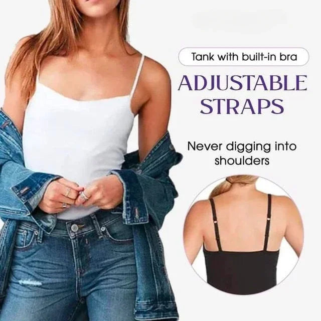 Women's Scoop Neck Camisole with a Built-In Bra and Thin Straps