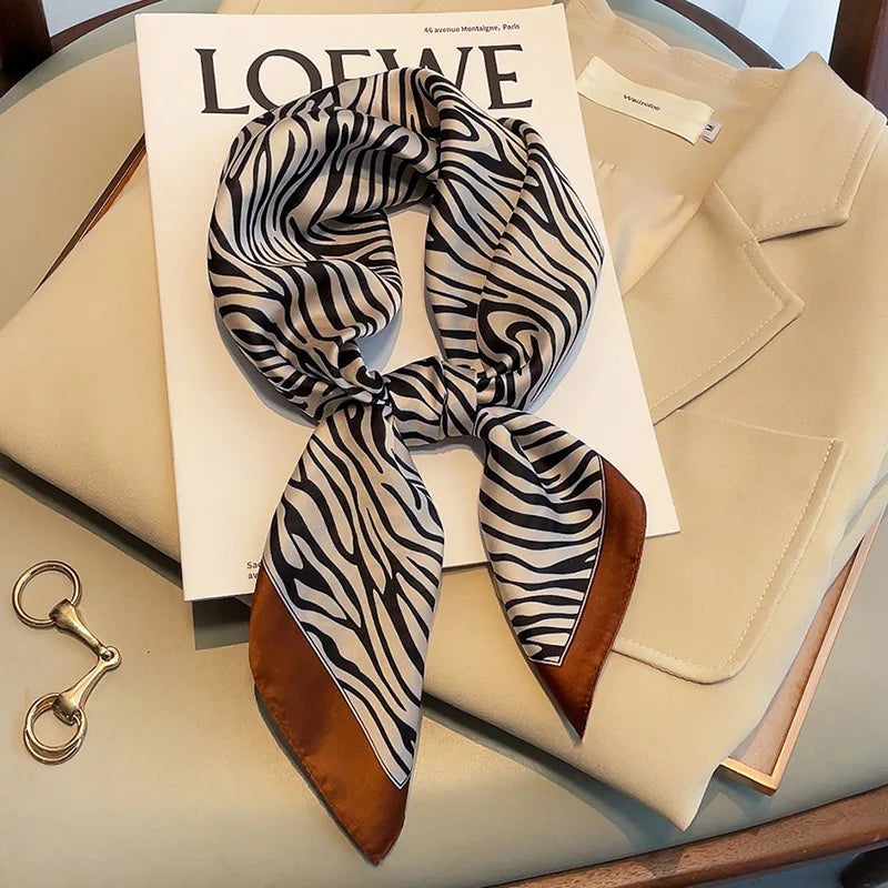 Chain Print Square Scarf with Decorative Border Designs