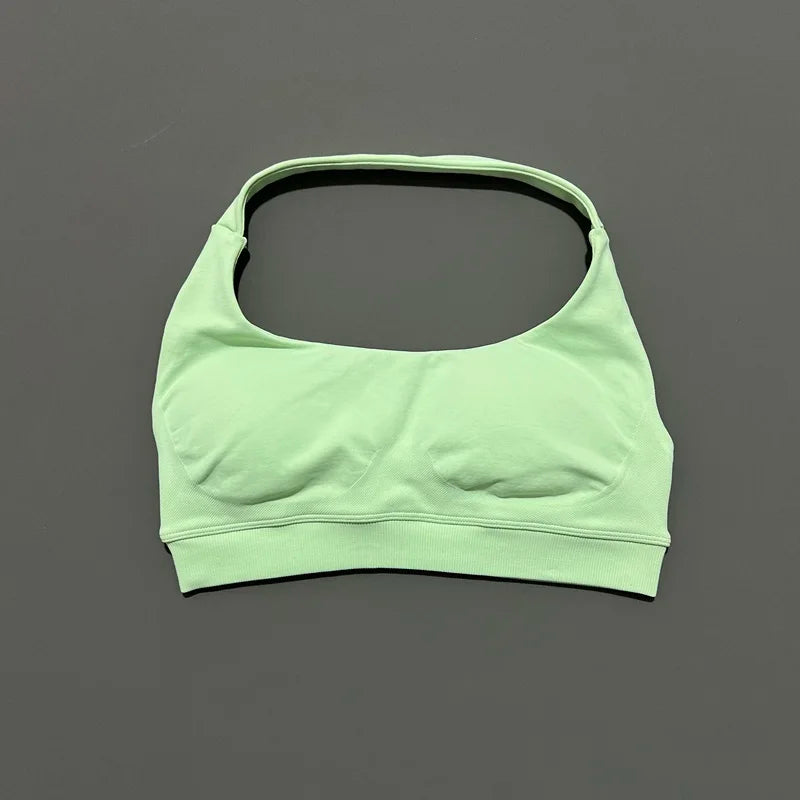 Women's Ruched Halter Neck Sports Bra