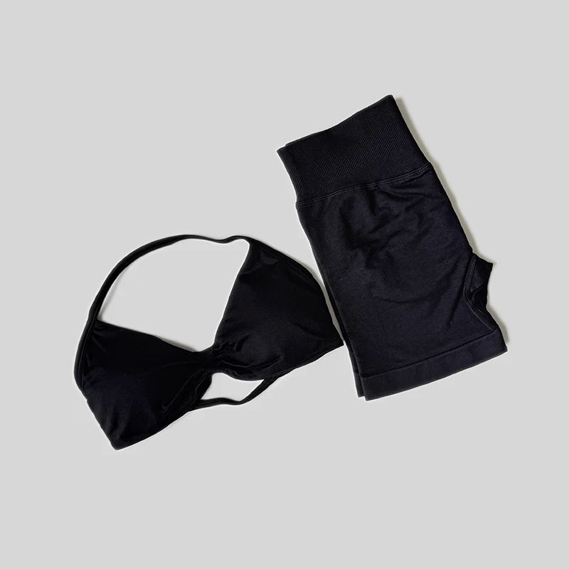 Women's Halter Tank And Shorts Yoga Set For Workout Outfits