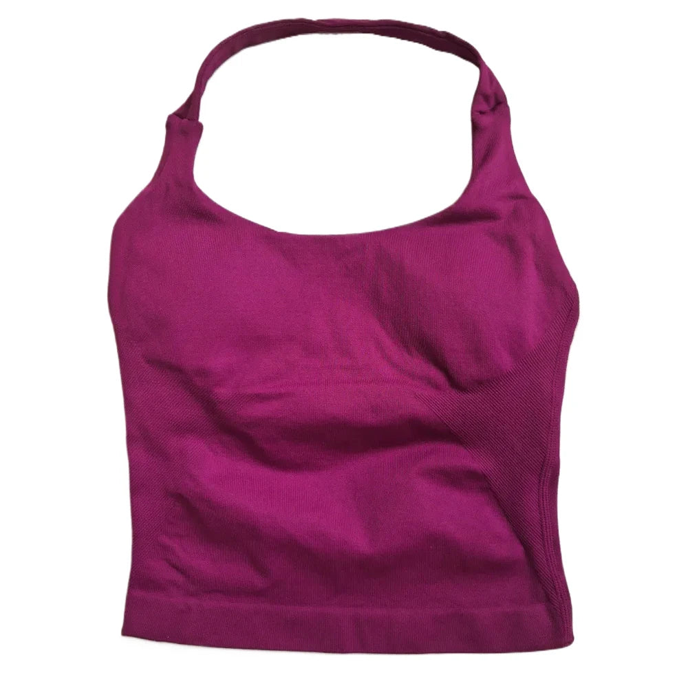 Women's Halter Neck Fitted Longline Tank Top For Workout Outfits