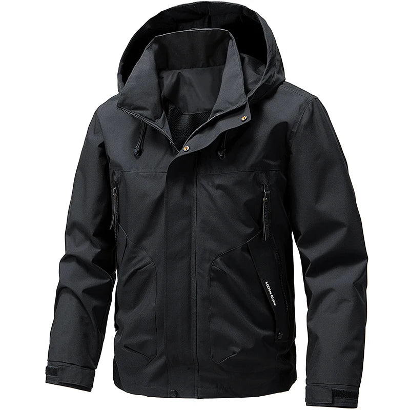 Hooded Long Sleeve Full Zip Outdoor Hiking Jacket with Pockets