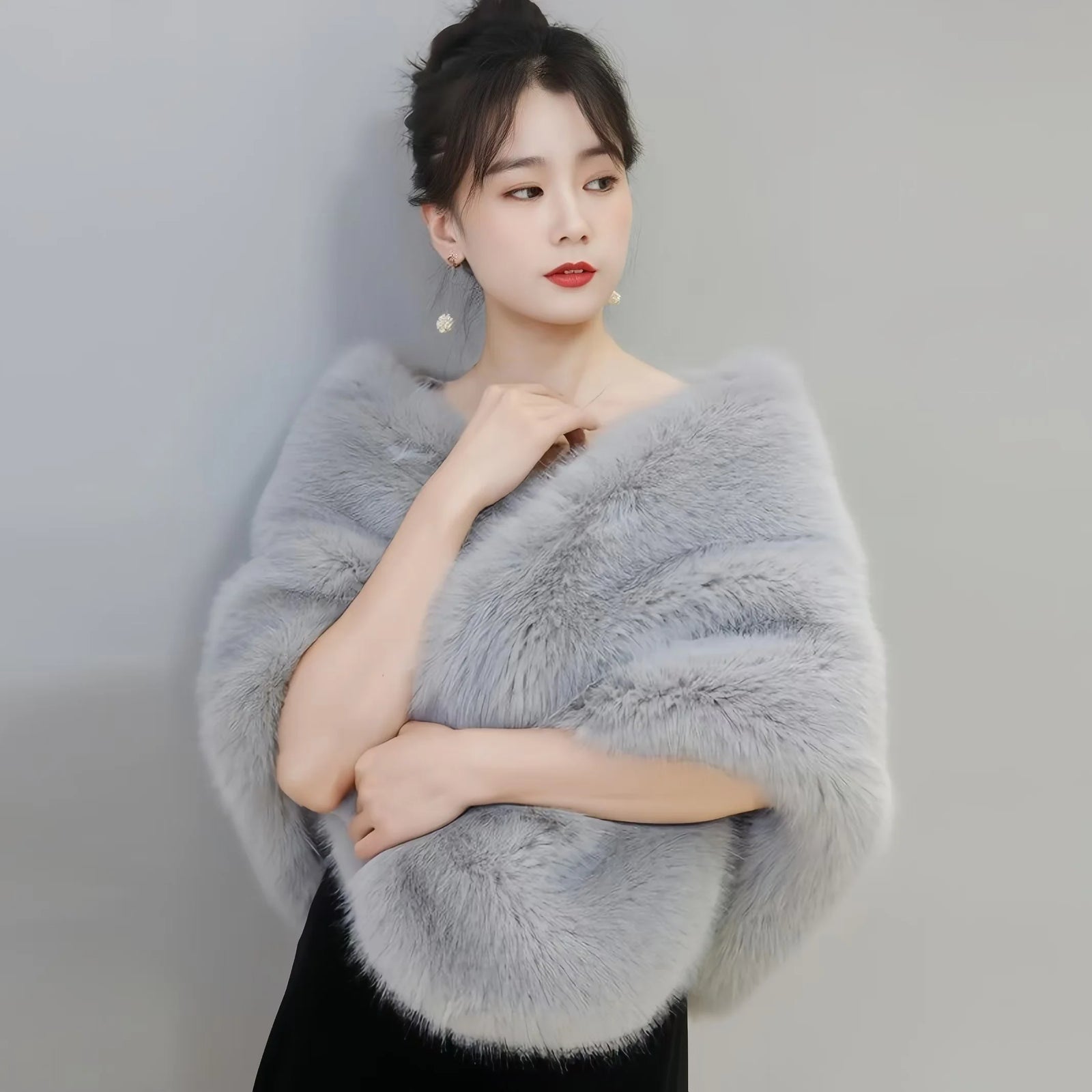 Plush Cross Front Wrap Cape for Layering over Outfits