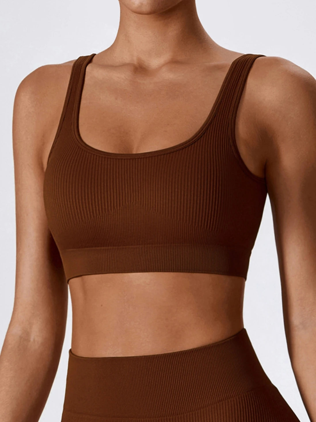 Women's Ribbed Scoop Neck Sports Bra