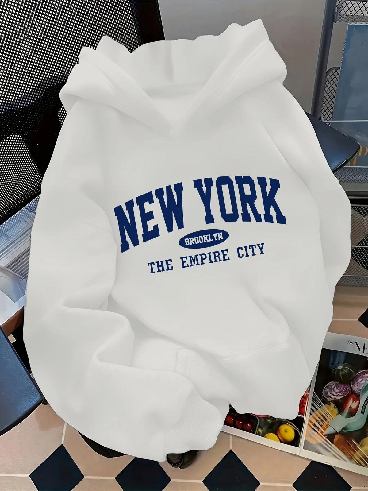Letter Graphic Long Sleeve Pullover Casual Hoodie for Layering