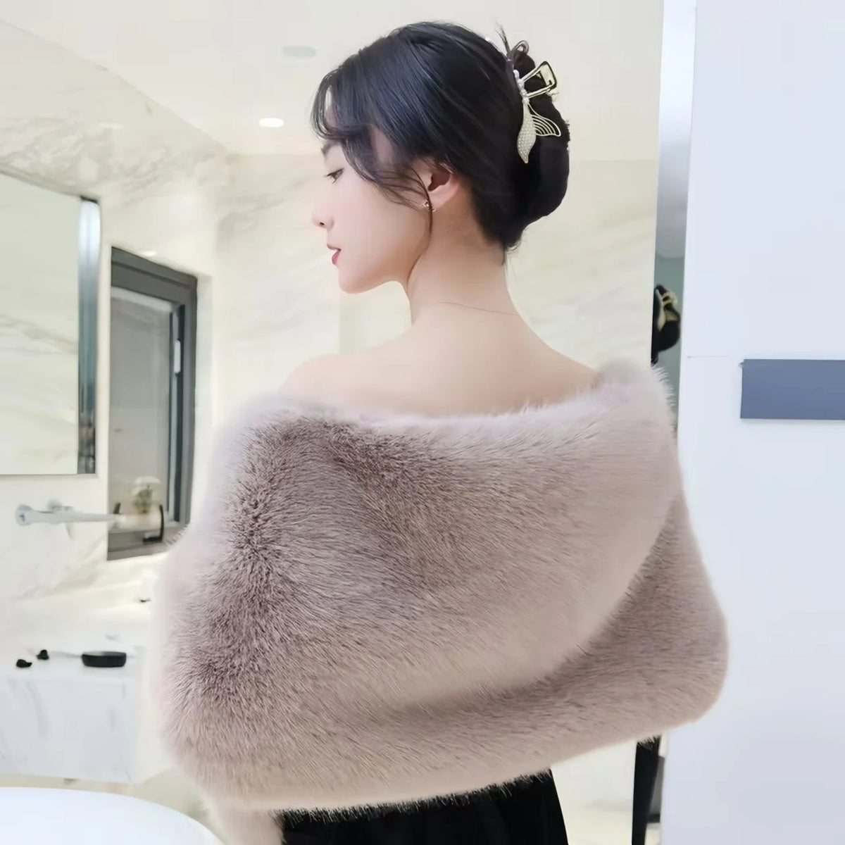 Plush Cross Front Wrap Cape for Layering over Outfits