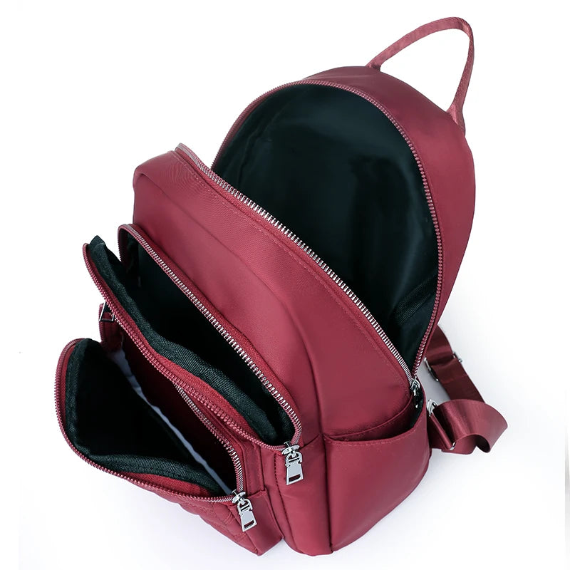 Textured Multi-Pocket Backpack with Front Zippers and Adjustable Shoulder Straps