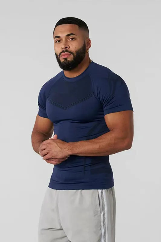 Fitted Crew Neck Short Sleeve Compression T Shirt