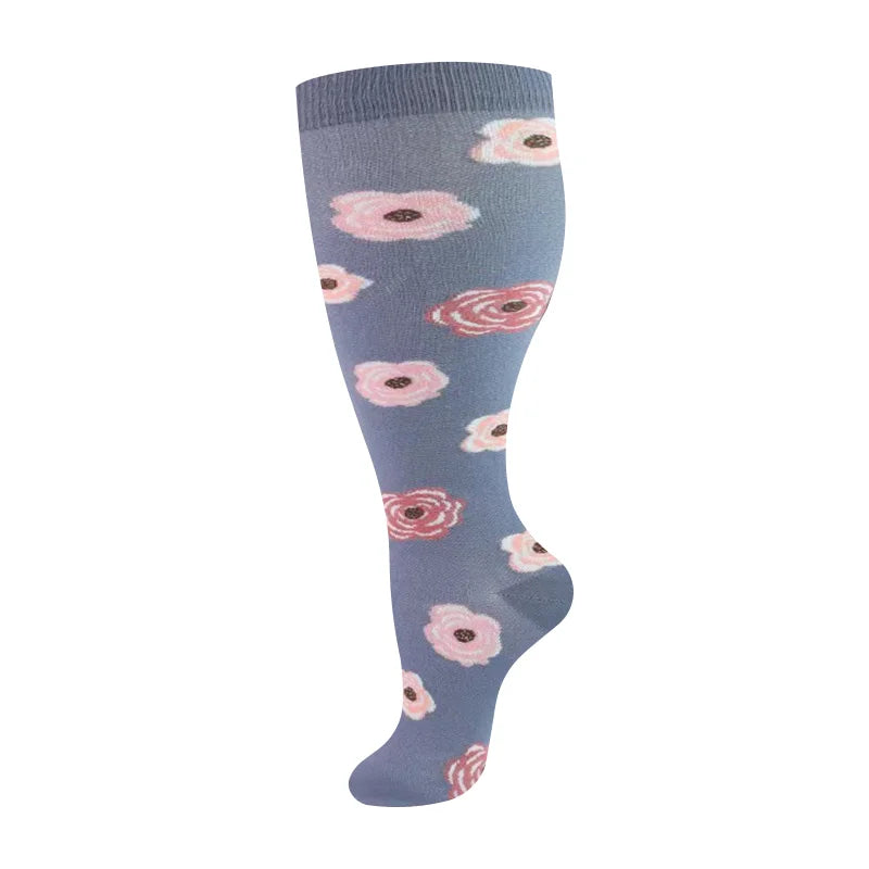 Plus Size Knee High Compression Socks with Pattern Options