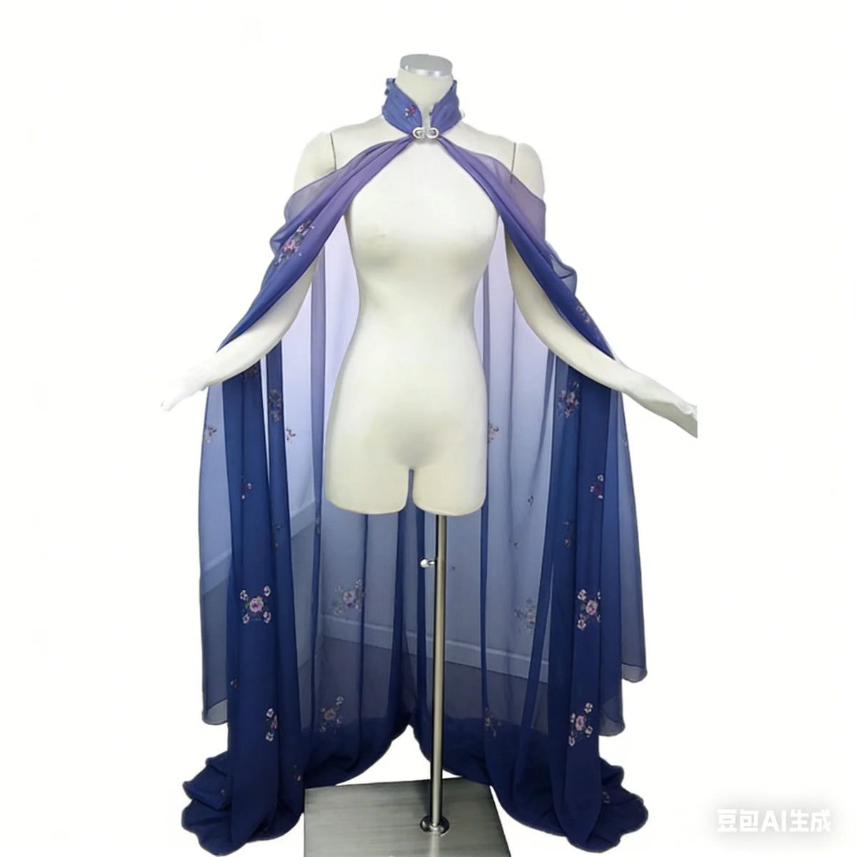 Neck Tie Sheer Long Cape for Layering over Outfits