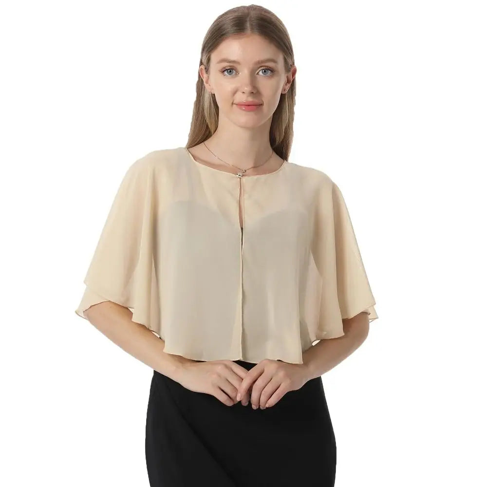 Sheer Clasp Front Capelet for Layering over Dresses and Tops